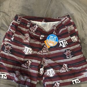 NWT- Size L large Columbia Men's Maroon A&M Swimsuit